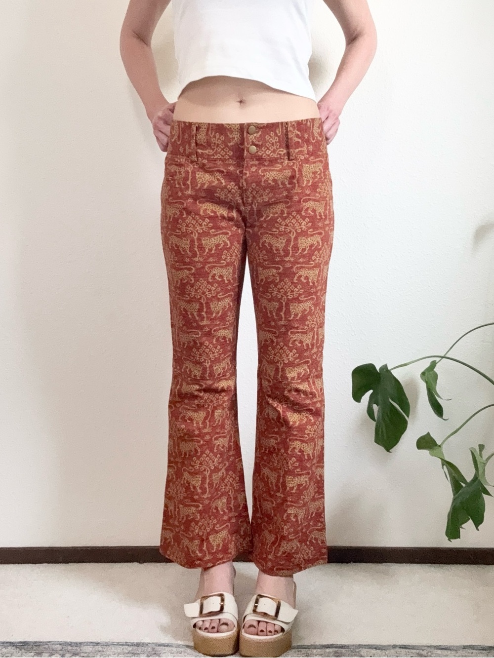 Alice & Olivia Archival Style 1001 Mid Rise Flare Pants Made in NYC Y2K Boho